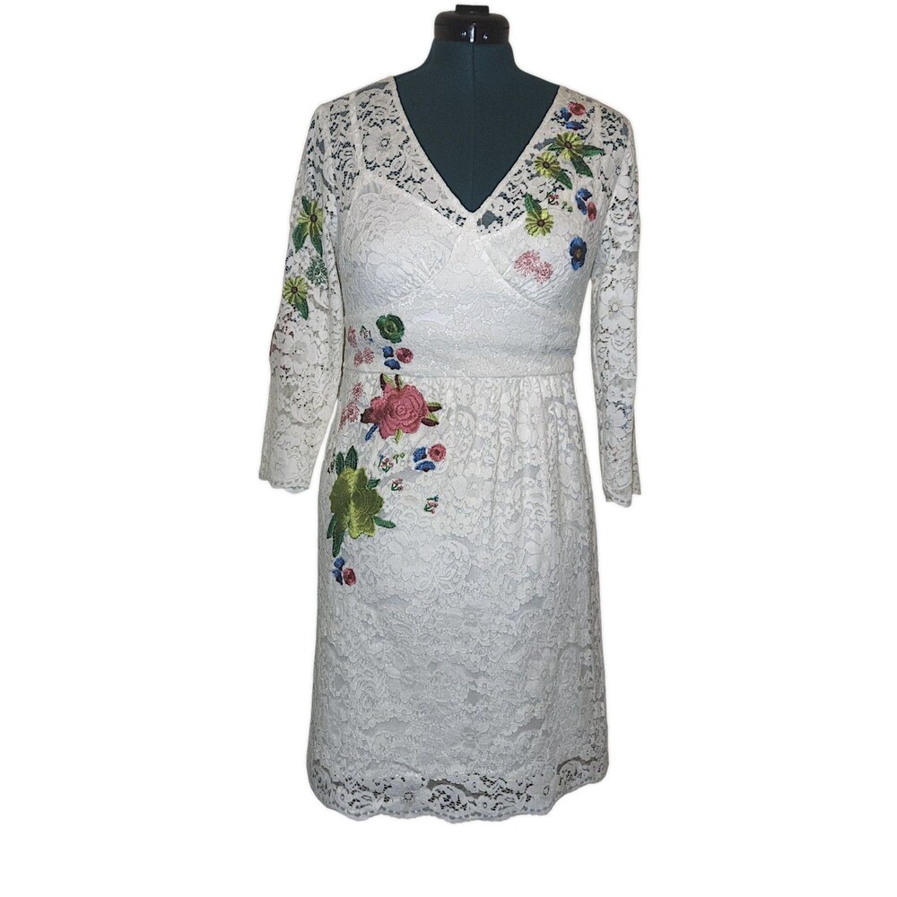 Tracy Reese X Anthropologie Adeline White Lace Embroidered Mini Dress Size 8
